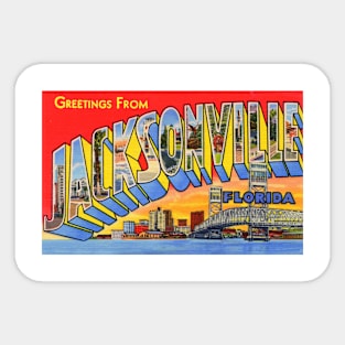 Greetings from Jacksonville, Florida - Vintage Large Letter Postcard Sticker